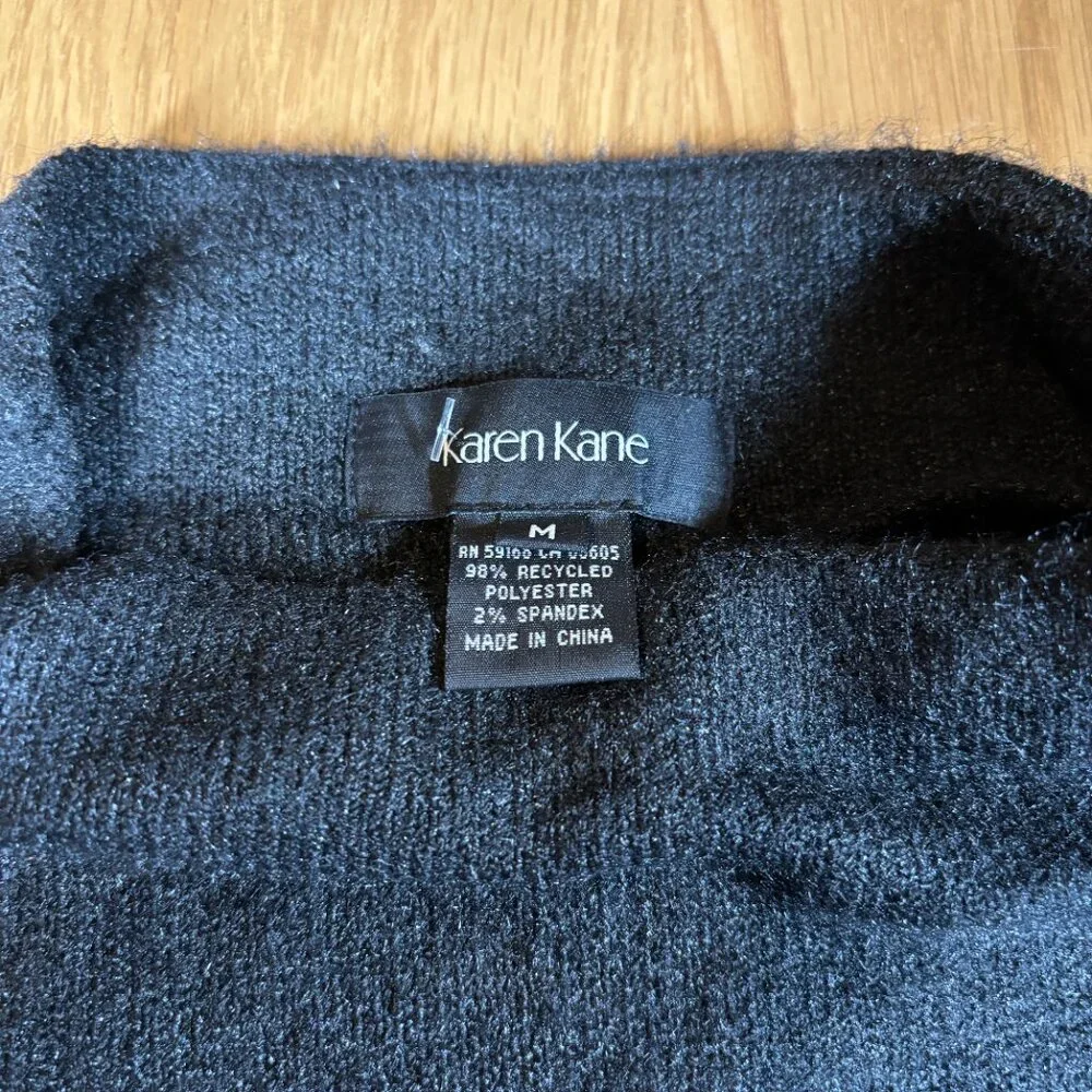 Karen Kane Women’s Black Mock Neck Sweater Soft Knit Minimalist Classic – Size M